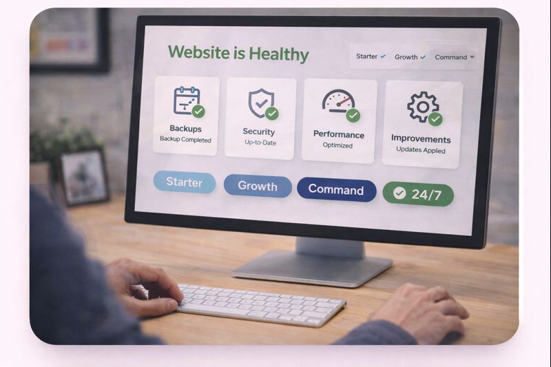 Support team providing 24/7 website maintenance and technical assistance